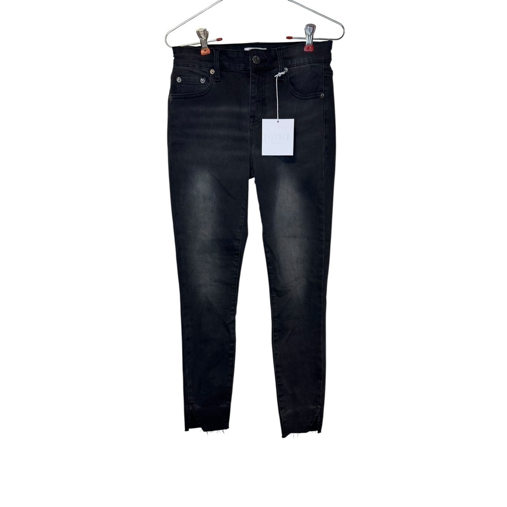 Pistola Women's Jeans Audrey Mid-Rise Stud Skinny Raw Hem Denim Black Sz. 26 NWT